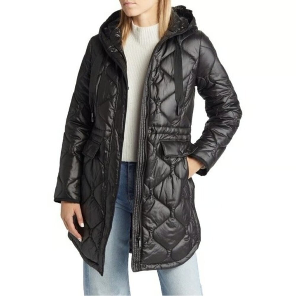 SAM EDELMAN Onion Quilted Anorak Jacket‎ Black  sz XS